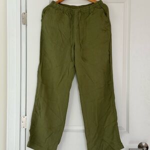 Women’s Olive Green Linen Pants